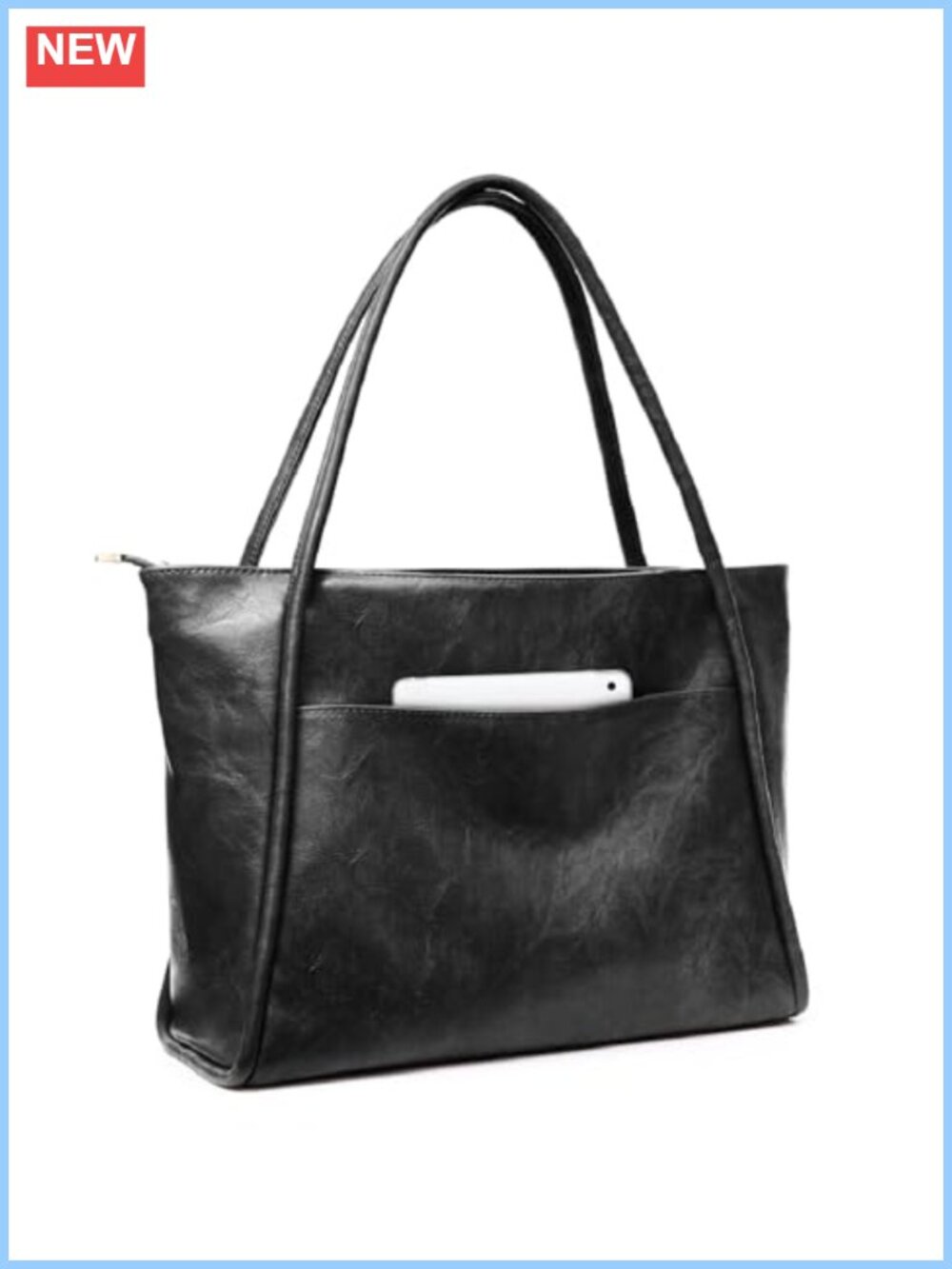 Large Tote Bag for Women 16L Work Tote Vegan Leather Zipper